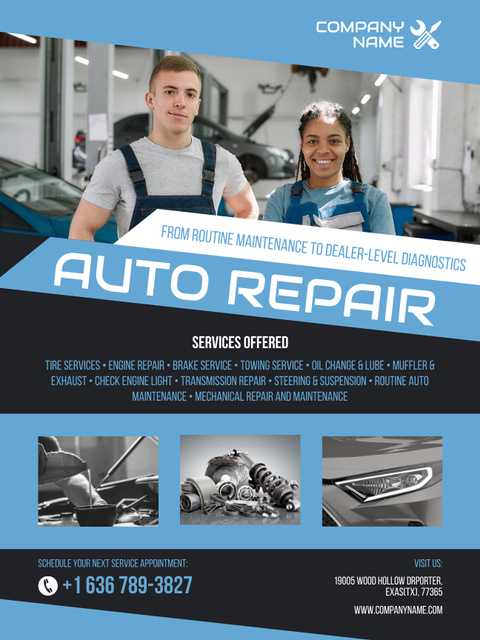 Auto Repair Services Offer Poster US Design Template
