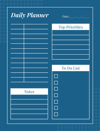 Blanks for Daily Notes in Blue Notepad 107x139mm Design Template