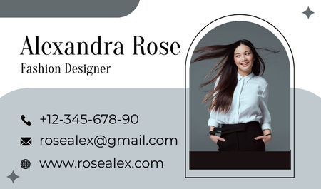 Fashion Designer Intro Card with Attractive Asian Woman Business card Design Template