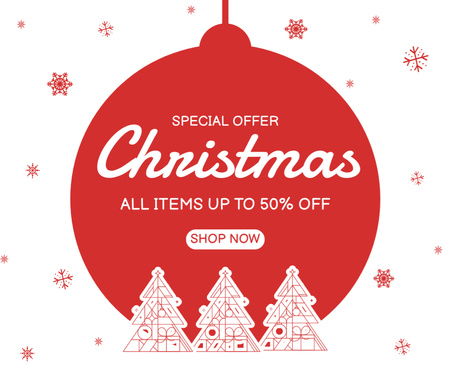 Christmas sale offer with trees silhouette in decoration Facebook Design Template