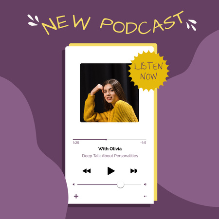 New Audio Show Topic Announcement with Young Girl Instagram Design Template