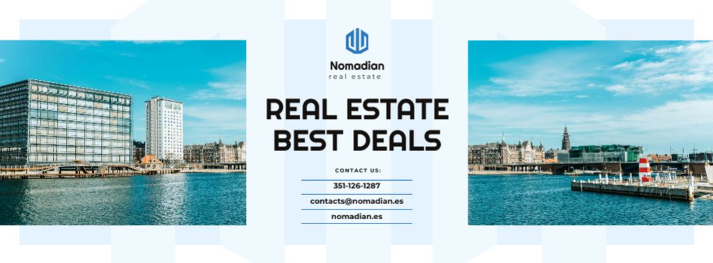 Real Estate Ad Modern City View Facebook cover Design Template