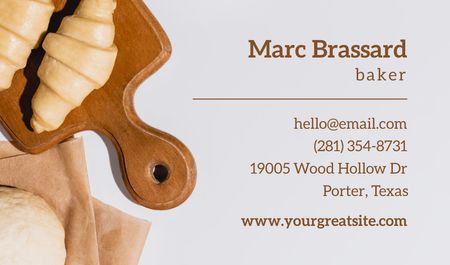 Baker Services Offer with Dough for Croissants Business card Design Template