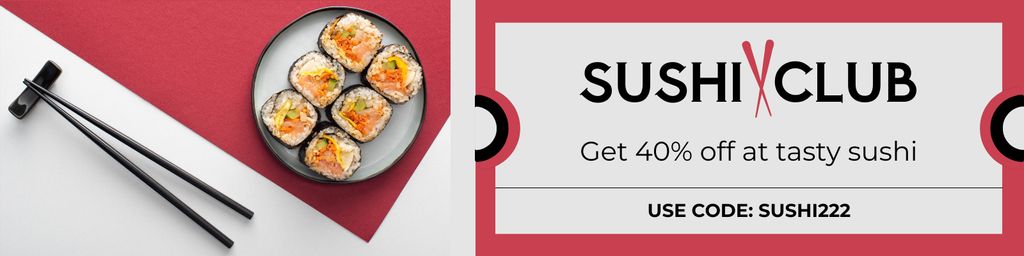Ontwerpsjabloon van Twitter van Promo Code Offer in Sushi Club