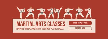 Plantilla de diseño de prueba gratuita sobre la clase de artes marciales Facebook cover 