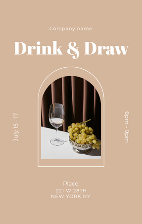 Drink and Draw Party Invitation Invitation 4.6x7.2in Design Template