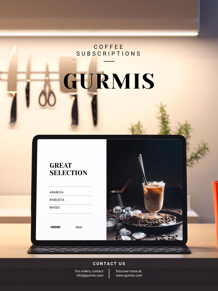 Modèle de visuel Coffee Subscription service on laptop - Poster US