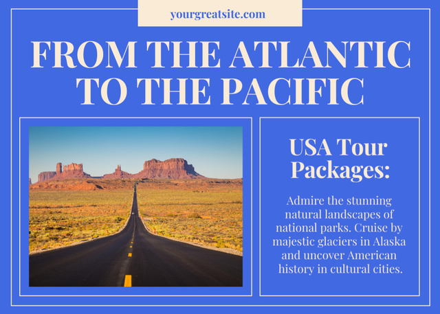 USA Tour Packages Postcard 5x7in – шаблон для дизайна