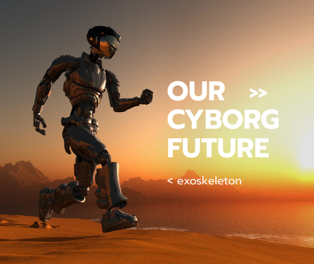 Cyborg in Futuristic World Facebook – шаблон для дизайну