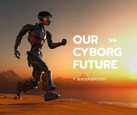 Ontwerpsjabloon van Facebook van cyborg in een futuristische wereld