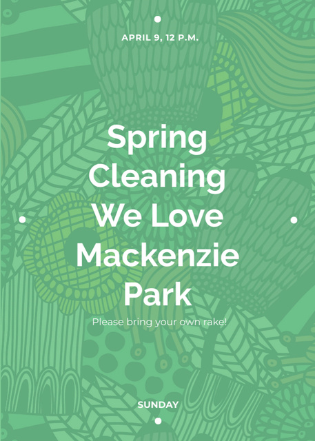 Spring Cleaning Event Invitation Green Floral Texture Flayer – шаблон для дизайну