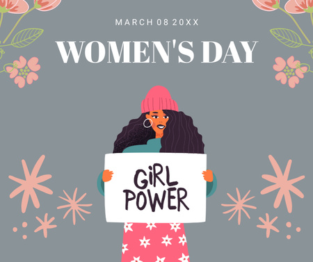 Girl Power Inspirace na Mezinárodní den žen Facebook Šablona návrhu