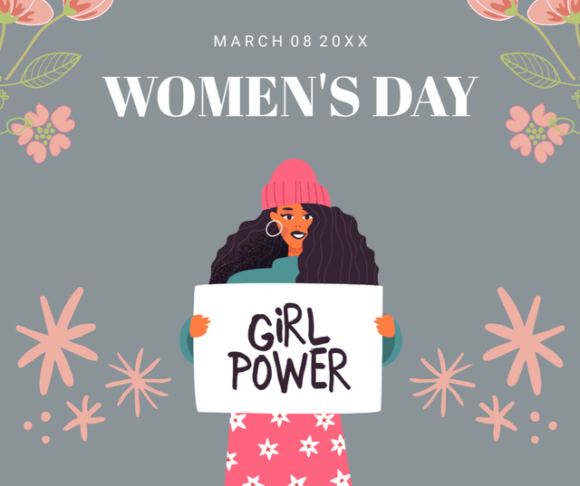 Ontwerpsjabloon van Facebook van Girl Power Inspiration on International Women's Day