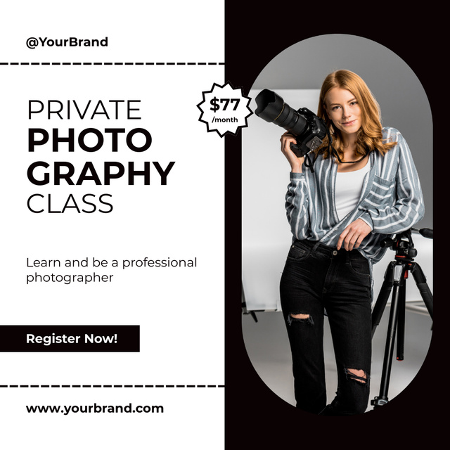 Private Photography Lesson With Registration Instagram tervezősablon