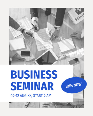 Announcement of Business Seminar with Colleagues in Office Instagram Post Vertical Design Template