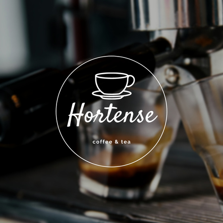 Coffee Machine Brews Coffee in Cafe Logo 1080x1080px Modelo de Design