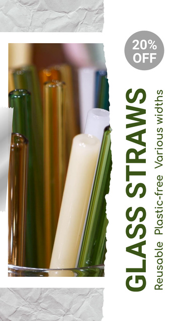 Szablon projektu Reusable Straws From Glass With Discount Instagram Video Story