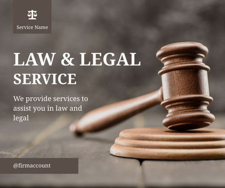 Template di design Legal Services Offer with Hammer on Table Facebook