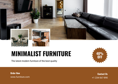 Designvorlage Ankündigung zum Verkauf minimalistischer Möbel für das Wohnzimmer für Flyer A6 Horizontal