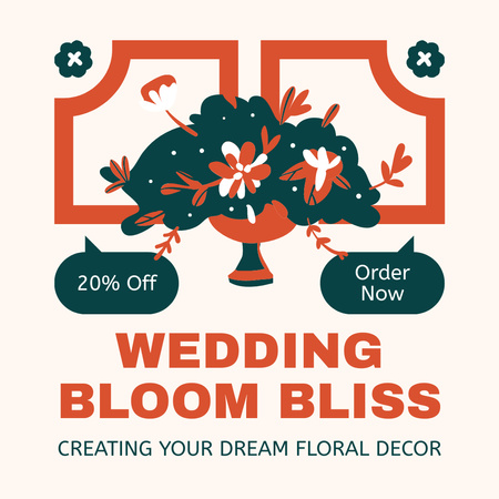 Düğünler için Çiçek Aranjmanlarında İndirimler Sunun Instagram Tasarım Şablonu