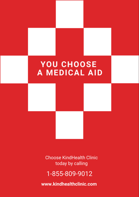 Offer of Medical Assistance in the Modern Clinic In Red Flyer A6 Šablona návrhu