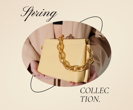 Fashion Ad with Stylish Bag with Golden Chain Large Rectangle Πρότυπο σχεδίασης