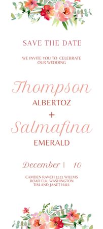 Wedding Announcement at Tim and Janet Hall  Invitation 9.5x21cm Design Template
