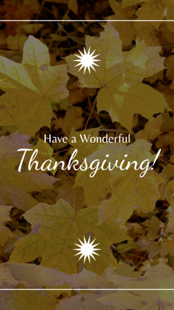 Wishing Good Thanksgiving Holiday With Yellow Leaves TikTok Video Design Template