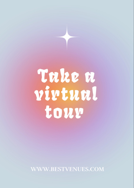 Virtual Tour Announcement with Bright Circle Gradient Flyer A6デザインテンプレート