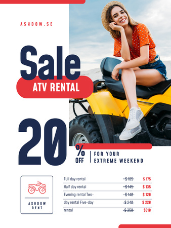 ATV Rental Services Offer With Discount Poster US Design Template