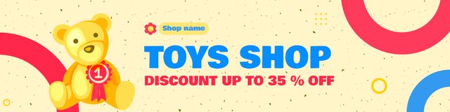Discount Announcement on Toys with Teddy Bear Twitterデザインテンプレート