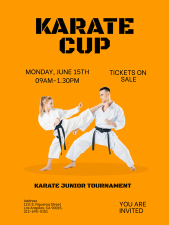 Karate Cup Championship Announcement Poster 36x48in Design Template