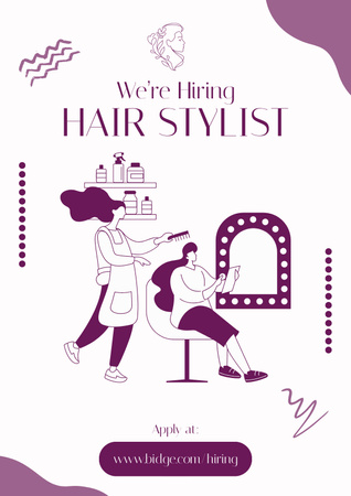 Plantilla de diseño de Hair Stylist Vacancy Poster 