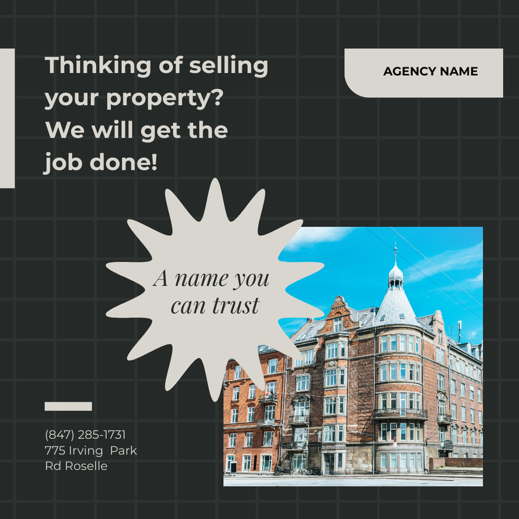 Sell Real Estate with Our Agency Instagram AD tervezősablon