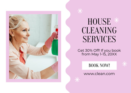 Professional Cleaning Service Offer Flyer 5x7in Horizontal Design Template