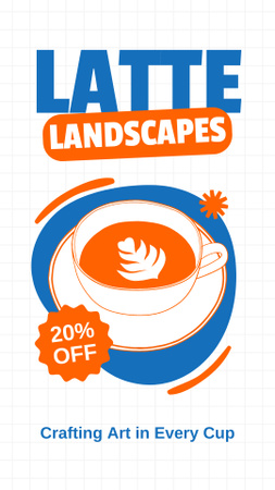 Incredible Taste Of Latte With Discount In Coffee Shop Instagram Story Design Template