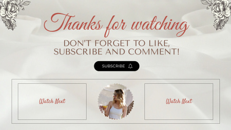 Plantilla de diseño de Vlog de bodas con episodios en beige YouTube outro 