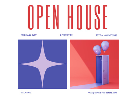 Property Sale Offer with Red and Purple Geometric Illustration Poster B2 Horizontal Šablona návrhu