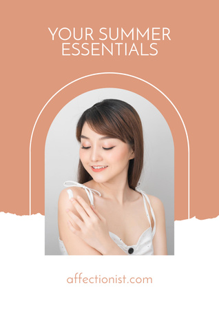 Summer Skincare Offer with Young Asian Woman Poster Design Template