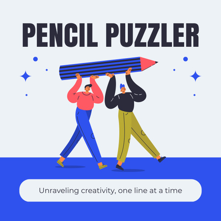 Pencil Puzzler Game with Illustration LinkedIn post Design Template