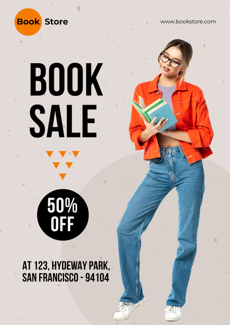 Books Sale with Discount Poster – шаблон для дизайну