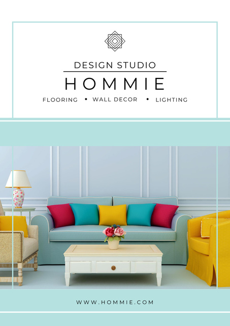 Furniture Sale with Modern Interior in Bright Colors Poster Tasarım Şablonu