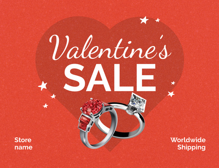 Platilla de diseño Sale of Rings In Honour of St. Valentine's Day Thank You Card 5.5x4in Horizontal