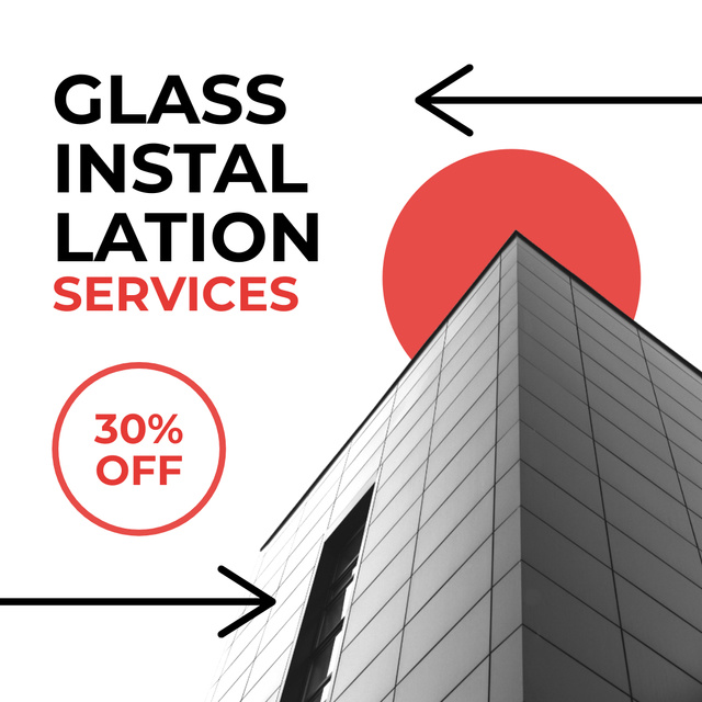 Glass Installation Services Ad with Discount Instagram ADデザインテンプレート