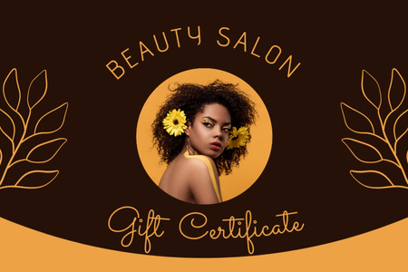 Ontwerpsjabloon van Gift Certificate van Vrouw met lichte make-up voor schoonheidssalon advertentie