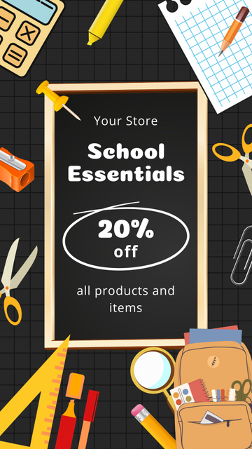 Announcement of Best Deal on Stationery on Chalk Board Instagram Video Story – шаблон для дизайна