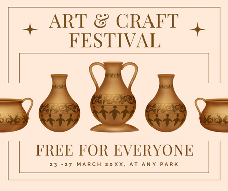 Vases And Jugs With Art And Craft Festival Announcement Facebook Tasarım Şablonu