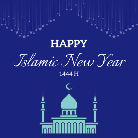 Mosque for Islamic New Year Greetings  Instagram tervezősablon