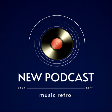 Podcast Announcement with Retro Vinyl Instagram Design Template