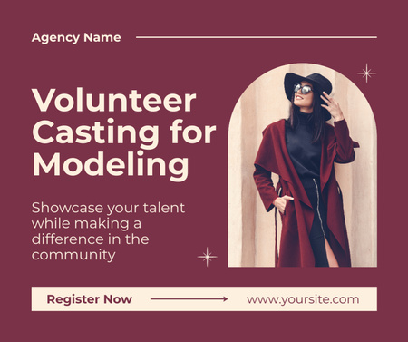 Announcement about Casting of Stylish Models Facebook Design Template